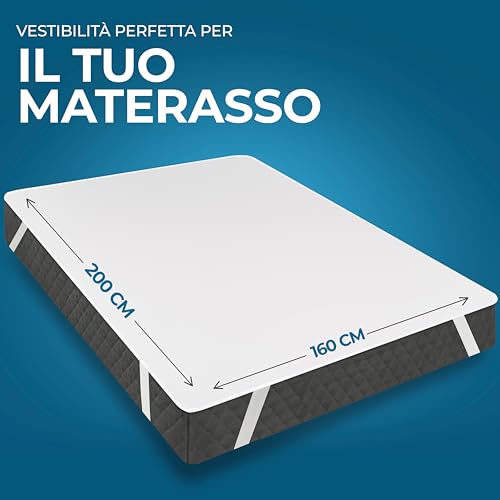 Utopia Bedding Coprimaterasso Impermeabile - 160 x 200 cm, Copertura per Materasso Traspirante Certificata Oeko-Tex con Cinghie Elastiche agli Angoli, Vestibilità Perfetta, Protezione per Incontinenza - 3