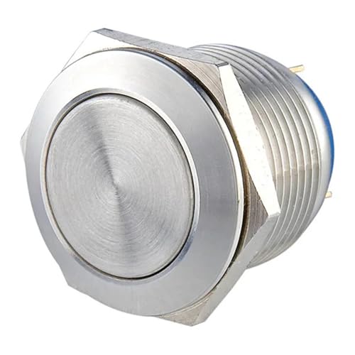 Bouton poussoir 19mm 1NO inox à tête plate et borne à souder