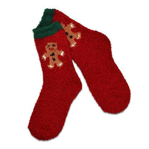 Fun Christmas Novelty Slipper Socks With Santa Claus, Gingerbread Man, Candy Canes 3-Pair For Women (Santa And Stripes) #TOP6