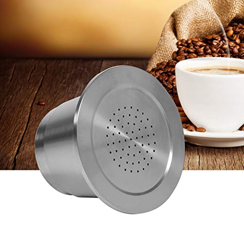 Conjunto de cápsula, de acero inoxidable reutilizable recargable de café con la cuchara cápsula compatible con la máquina de Nespresso