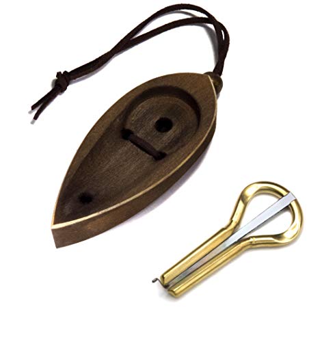 Bass jew's harp with case jaw harp mouth harp mondharp maultrommel by Pavel Potkin with cedar case"Dark Leaf"