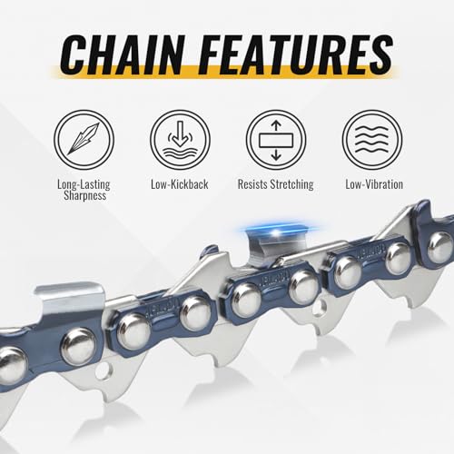 3 Pack 18 Inch Semi-Chisel Chainsaw Chain, .325" Pitch .063" Gauge 68 Drive Links Replacement Saw Chain Fit for STIHL Husqvarna Craftsman — view 4