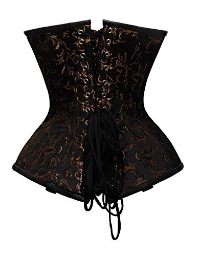 Luvsecretlingerie 26 Double Steel Boned Waist Training Brocade & Faux Leather Underbust Shaper Corset #8709 #TOP2