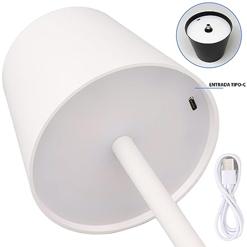 Luminária Abajur Mesa Led Touch Dimerizável S/Fio Portátil Recarregável Lâmpada 3 Toque Branco Quent