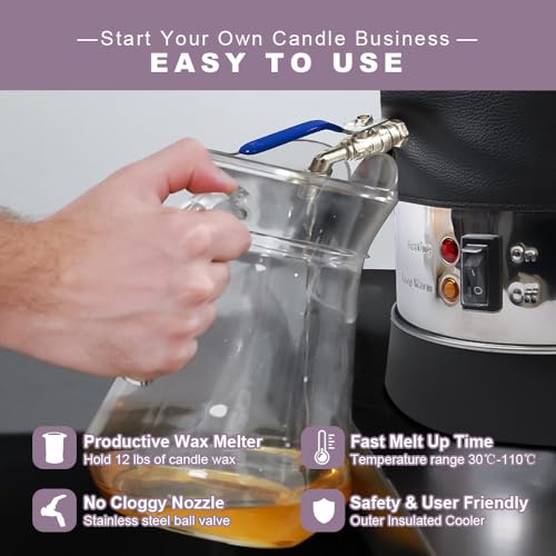 TOAUTO Ｖ3 Wax Melter for Candle Making 12Lbs Large Electric Wax Melting Pot with Quick Pour Spout，80-212°F Temp Control for Bulk Production Candle Soap Business Fast Loading Easy Clean 110V /1100W by TOAUTO - Image 5
