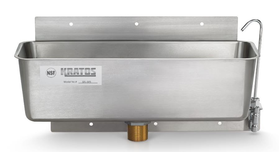 Kratos 15" Wide Commercial Ice Cream Dipper Well with Faucet, Stainless Steel Dipper Well for Ice Cream Shops (32L-025)