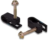 Vista 2 de SatelliteSale Doble tornillo siamiés negro clips para Ethernet Internet teléfono cable TV cable gestión de cables 100 unids