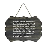 Rustikales Holzschild, Motiv: Matthäus 2:1 2 After Jesus Was Born in Bethlehem in Judäa, during the Time, dekoratives Holzschild zum Aufhängen, Wanddekoration für Wohnzimmer, Schlafzimmer, Tür
