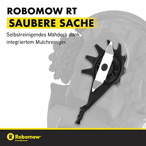 Robomow Robot cortacésped RT300 para Superficies de hasta 300 m² | 4,3 Ah; Ancho de Corte de 18 cm; fácil instalación, autolimpiable e Incluye Cubierta de Corte Flotante, Limpiador de mantillo