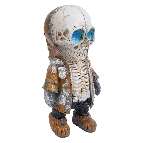 ZONADAH ZONADAH Cool Skeleton Figurines Resin Gothic Skull Sculpture Cute Statue Skeleton Doll Resin Crafts Halloween Man Figurines Ornaments for Home Office Desk Car Decoration Brown - Image 3