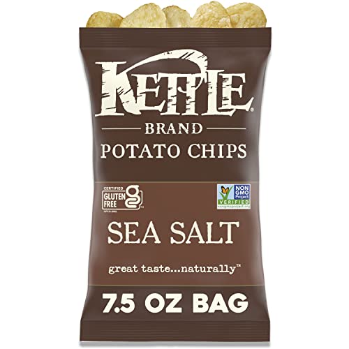 Image of Kettle Brand Sea Salt Kettle Potato Chips, Gluten-Free, Non-GMO, 7.5 oz Bag (Pack of 12)