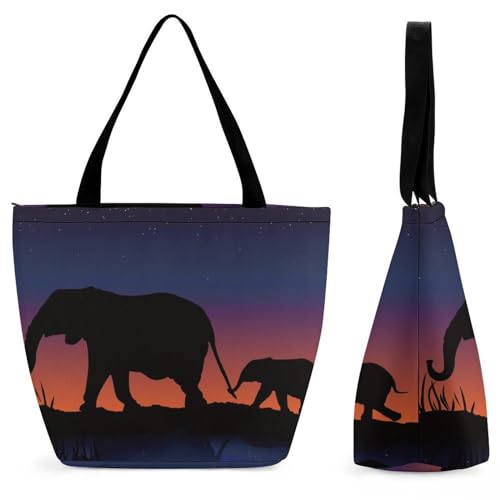 Sac de shopping pour voyage éléphant au coucher du soleil idéal pour vos weekends