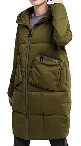 Yayun Yayu Womens Casual Hooded Zip-Front Loose Puffer Outwears Thick Parkas Army Green X-Small, Army Green, X-Small
