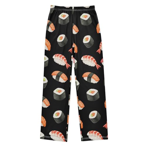 CHIFIGNO Boys Home Pants Sushi Black Pants for Boys with Pockets Boys Pants Size 9-10