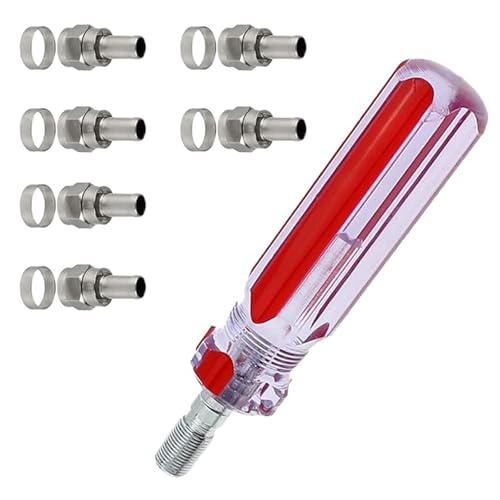 Obotsnoi 1 juego de conectores coaxiales tipo F 5F y juego de herramientas de compresión compatibles con sistemas receptores de satélite, conectores de cable coaxial de metal