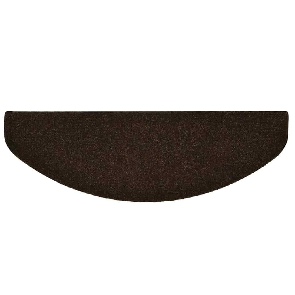 Stufenmatten Selbstklebend 30er Set - Treppenteppich 65x21x4 cm Braun Halbrund, Treppenstufen-Matten aus Nadelvlies für rutschfesten Treppenschutz im Innenbereich
