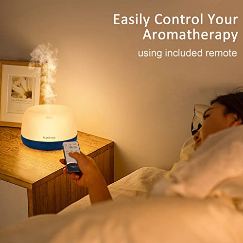 Marchred 300Ml Small Aromatherapy Essential Oil Diffusers For Home With Usb C Cable, 7 Color Changing Light,Remote Control, Mini Air Cool Mist Scent Humidifier For Bedroom Office,Dark Blue #TOP4