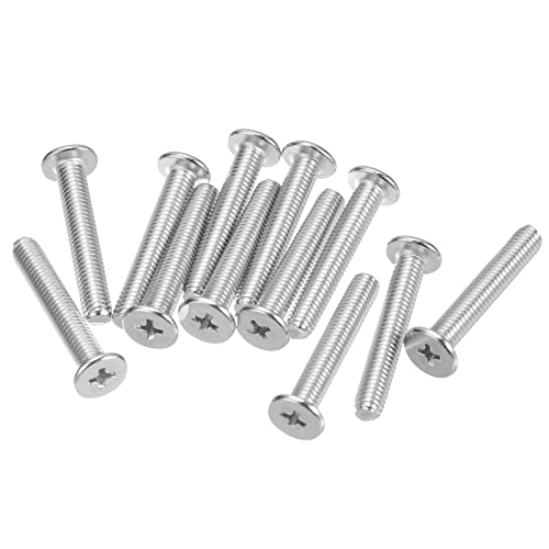 sourcing map Lot de 12 vis à tête ronde plate M5-0,8 x 30 mm en acier inoxydable 304 Phillips pour connexion de meubles