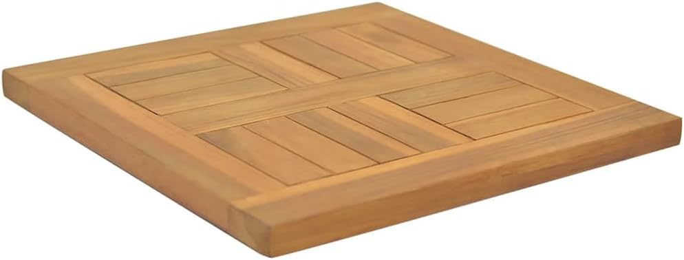 vidaXL Square Table Top - 15.7" Solid Teak Wood Tabletop - Waterproof and Durable - Ideal for Restaurants, Cafes, Hotels and Home Decor - Easy to Clean and Customizable