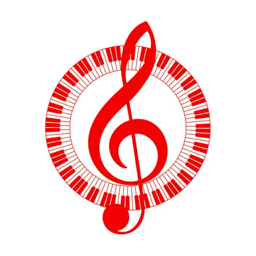 Wall Vinyl Sticker Decor Musical Design Element Piano roll Pattern in Various Shapes Musical Logo Graphic Design 52x67cm Tattoo Culture Red