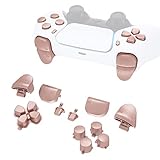 eXtremeRate Replacement D-pad R1 L1 R2 L2 Triggers Share Options Face Buttons, Metallic Rose Gold Full Set Buttons Compatible with ps5 Controller BDM-010 & BDM-020