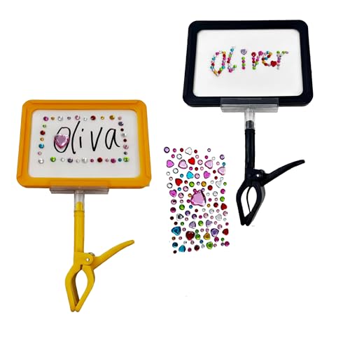 2 Pack Stroller Flags with Writable Signs DIY Custom Banner Kit with 10 Reusable Cards & Heart Gem Sticker Easy to Spot Personalized Name Tag for Stroller Wagon & Bicycle