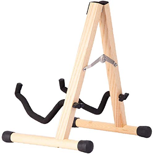 Wood Guitar Stand, Compact Acoustic Guitar Stand with Padded Foam, Classical Electric Guitar Stand, A-Frame Folding Bass Guitar Display Stand Compatible with Cello, Mandolin, Bass, Banjo, Ukulele
