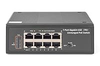 DIGITUS Industrieller 7-Port Gigabit PoE+ Switch mit 1 x PD-Port – Ansicht 3
