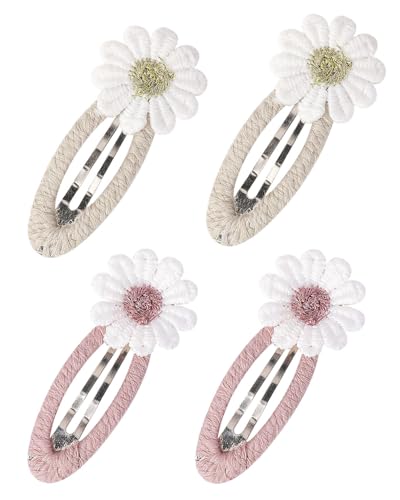 FUGLUS 4 Stück Stoff-Haarspangen, Kinder-Haarschmuck, Blumen-Haarspangen, Kinderhaar-Haarspange, Leicht, Für Kleine Mädchen, Durchsichtig