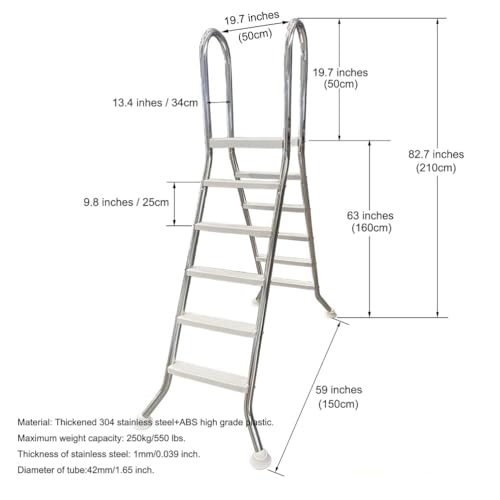 Escalera de piscina doble cara 5 peldaños acero inoxidable miniatura 6