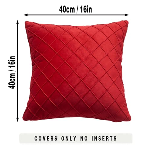GONOVE Cushion Covers 40X40cm Soft Velvet Decorative Throw Pillow Cases Pack of 2 Square Pillow Covers Pillowcases with Invisible Zipper for Home Couch Sofa Bed Red - Image 2