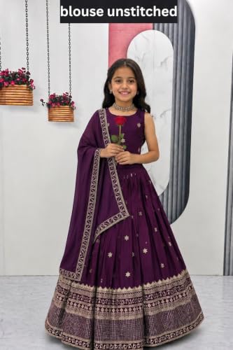 Image of Kids Lehenga Choli with Elephant Embroidery