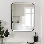 OHS Bathroom Mirrors for Wall, Large Mirror Black Framed Hallway Mirror with Clear Glass Metal Frame Decorative Home Accessories Wall Mirrors for Bedrooms Living Room Easy to Assembly, 54 x 42cm