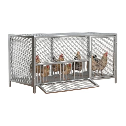 dratty 鶏 ケージ 室内 屋外 ステンレス うずら 鶏小屋 大型角管高密度 鶏舎 鳩小屋 小動物 フェレットケージ ハリネズミ 飼育小屋 農村ルチンイタチ防止 (パッケージ2:ケージ+レインカバー(100*58*62 cm)原色)