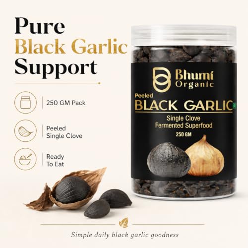 Image of Bhumi Organic Black Garlic Single Clove 250 GM | Naturally Fermented, Ready-to-Eat, No Preservatives, Rich in Antioxidants