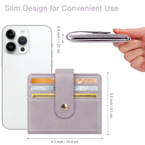 Image of Small Wallets for Women Slim Minimalist Bifold Credit Card Holder | Compact Zipper Coin Purse for Ladies RFID Blocking Mini Travel PU Leather Card Case Gifts for Mom, Purple