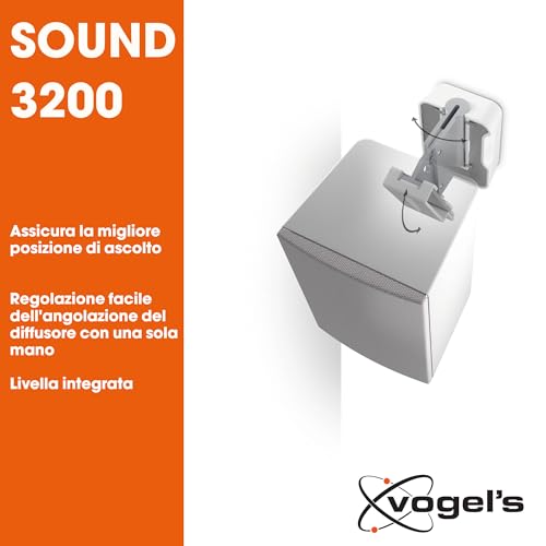 Vogel's Sound 3200 Bianco, Supporto Per Casse Acustiche, Max 5 Kg, Inclinabile 30º E Girevole 70º, Adatto Anche Per Denon Home 150 (1X) - 3