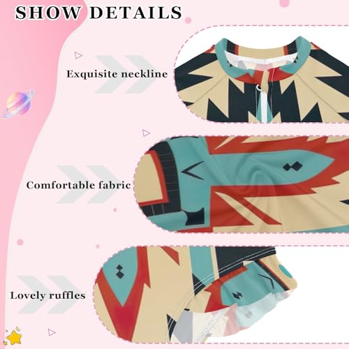 American Indian Ethnic Pattern Girls Long Sleeve Swimsuit Rashguard Swimwear One Piece Bathing Suit 212198183