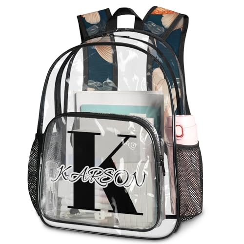 Personalized Koi Fish Large Clear Backpack Stadium Approved Heavy Duty PVC Plastic Custom Colorful Carp Lotus Transparent Backpacks See Through Bag with Name