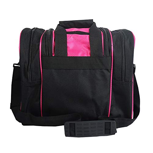 Papazau Bowling Bag For Single Ball - Single Ball Tote Bag With Padded Ball Holder - Fits A Single Pair Of Bowling Shoes Up To Mens Size 14 (Black/Pink) #TOP2