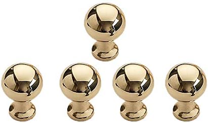SAF NDYTDS Cabinet Knobs - Polished Brass Pull Handle 5 Pack for Kitchen Cupboard Door Bedroom Dresser Drawer Hardware