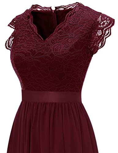 Image of Dressystar Women's V Neck Sleeveless Lace Bridesmaid Dress Wedding Party Gown