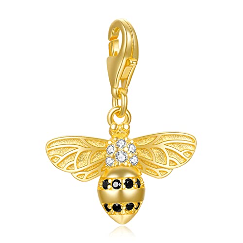 LaMenars Love Broche de plata 925 para mujer, familia, novia, madre, corazón, colgante, adecuado para pulseras y collares, cumpleaños, regalo del día de la madre (Abeja)