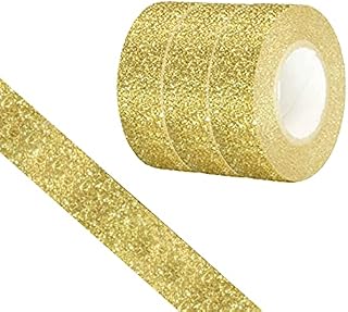 Glitter Washi Tape,3 Rolls 15mm Decorative Tape, Craft Self Adhesive Stick On Sticky Glitter Trim Gold Supplies for DIY, Bullet Journal, Craft, Gift Wrapping, Scrapbooking (Red)