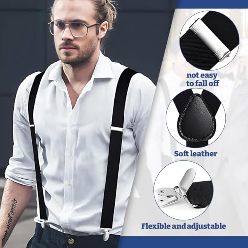 GNALIA Tirantes Para Pantalones Hombre Elegante Retro, Ajustable Con Clips Extra Fuertes 2.5Cm Tres Puntas, Accesorio Para Traje De Negocios Boda Y Fiesta, 1 Unidad - imagen 4