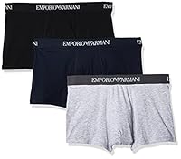 Emporio Armani Bodywear MEN'S KNIT 3PACK TRUNKS, Marine/Grey/Black, Medium