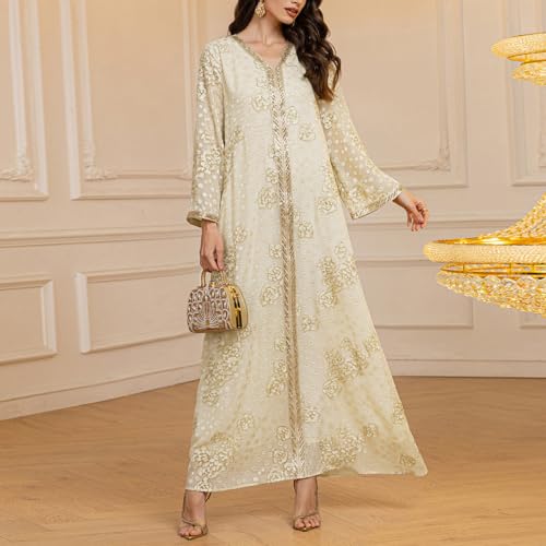 Robe longue brodée à ouverture devant pour un ajustement parfait en soirée - 2