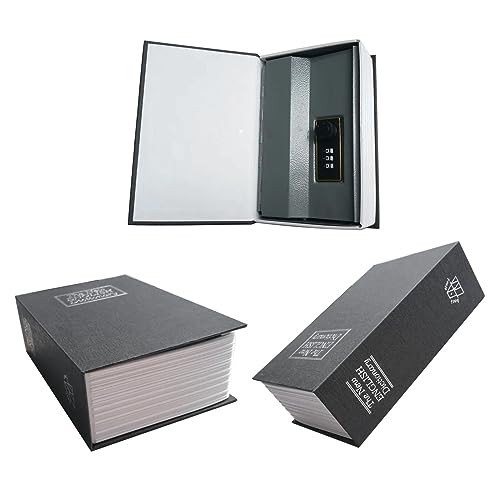 Grand coffre-fort en forme de livre avec serrure à combinaison, grand coffre-fort secret pour cacher de l'argent, des bijoux, des clés, des objets de valeur, 24 x 15 x 5,6 cm