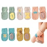 QIYIENDIAN Calcetines de dibujos animados con agarre, 5 pares de calcetines de algod&oacute;n...