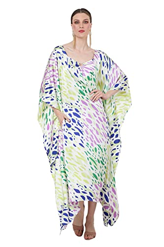 Robe de plage caftan femmes avec anneau avant et motif géométrique large